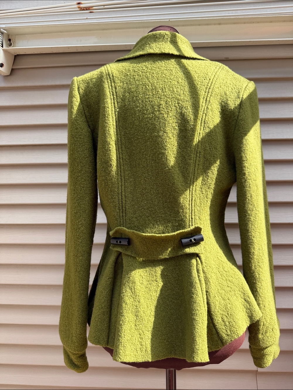 Eva Tralala Paris chartreuse 100% boiled wool toggle French style jacket Size S - Picture 7 of 14
